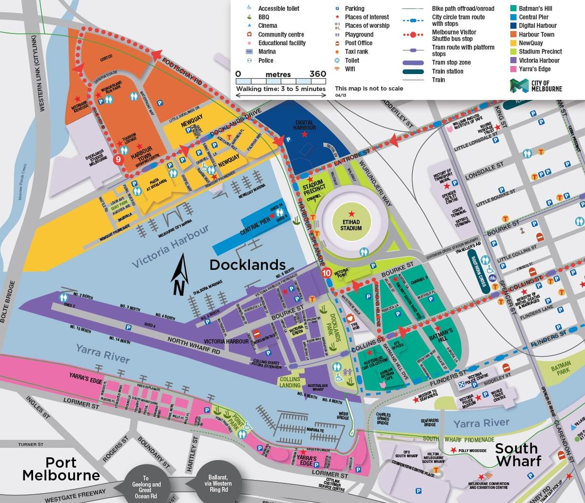 docklands નકશો મેલબોર્ન